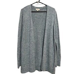 Loft Outlet Womens Open Front Cardigan Sweater Size L Gray Knit Cotton Blend